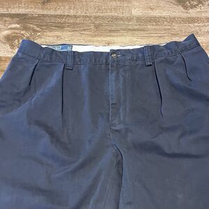VTG Polo Ralph Lauren Ethan Pant Mens 35x31 Navy Blue Pleated Chino Twill 90s